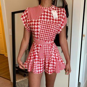 C/MEO red houndstooth romper
